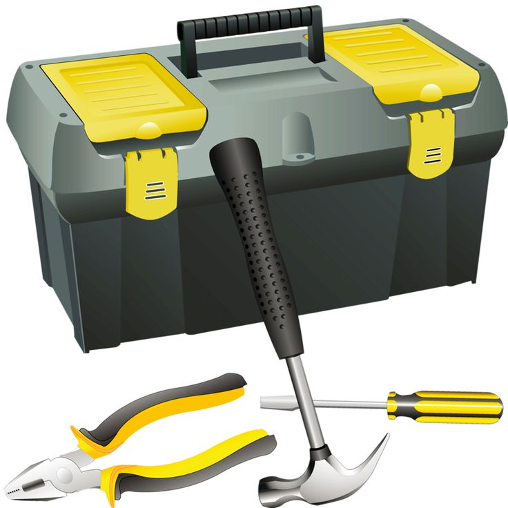 Ремонтный ящик. Тулбокс для инструментов. Строительные инструменты. Инструменты для стройки. Рабочие инструменты.